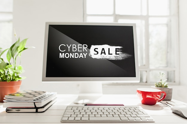 Foto concepto de venta de cyber monday