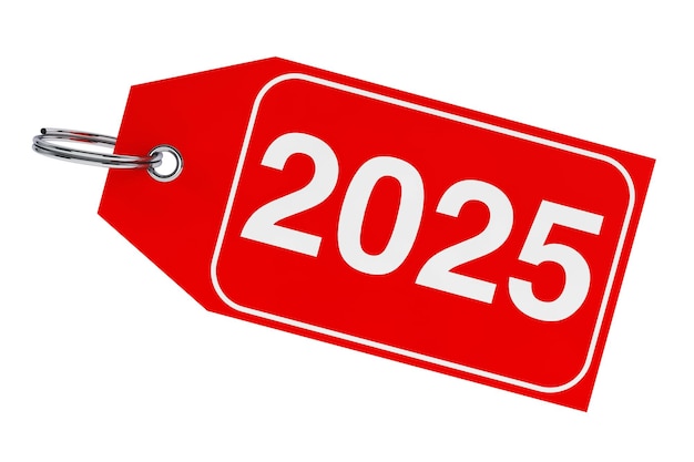 Concepto de venta de invierno 2025 Etiqueta de año nuevo Renderizado en 3D