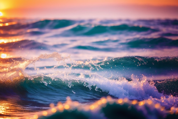 Concepto de verano La danza de las olas del océano Sinfonía eterna del mar IA generativa