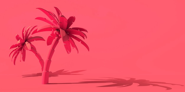 Foto concepto de verano con palmeras tropicales ilustración 3d del espacio de copia