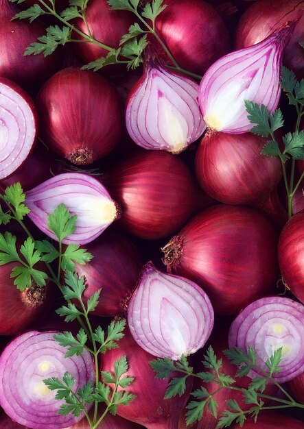 concepto de verduras orgánicas fondo de cebolla fresca de cerca