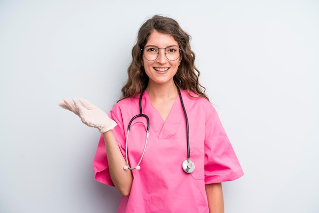 Concepto de veterinario de mujer bonita adulta joven