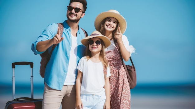 Foto concepto de viaje feliz en familia familia divirtiéndose en una playa tropical en vacaciones vacaciones de verano