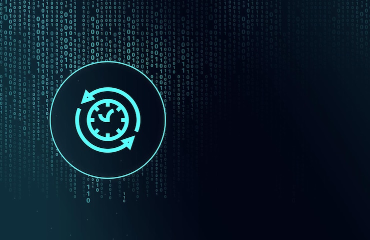 Foto concepto de viaje en el tiempo explorando nuevas áreas de icono de reloj de ciencia