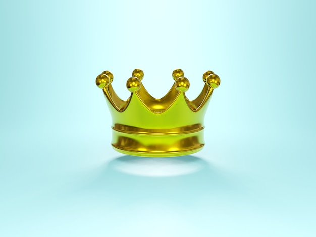 Foto concepto de victoria de éxito de corona de oro render 3d de lujo