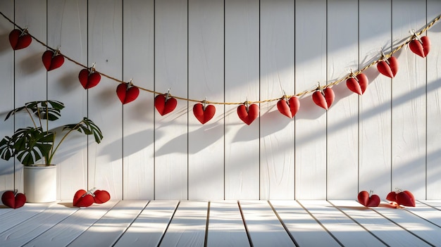 Concepto vintage del Día de San Valentín con corazones rojos en fondo de madera Diseño romántico y rústico