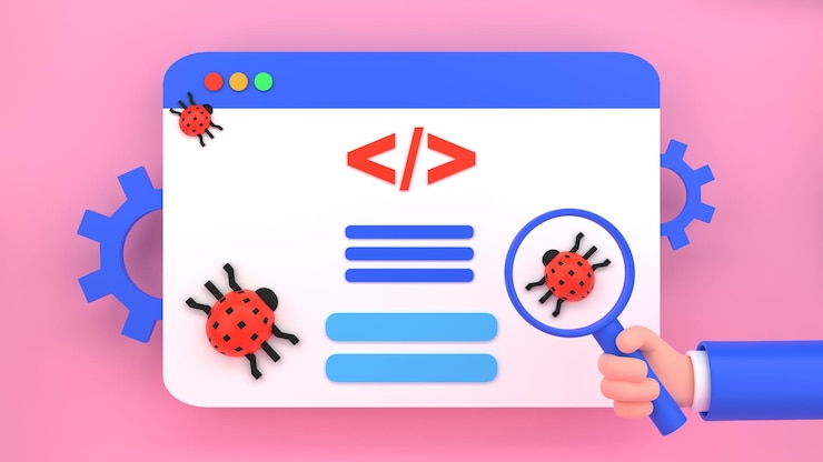 Foto concepto de virus informático. página web con errores. ilustración de procesamiento 3d