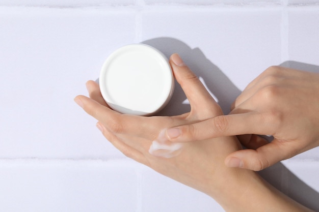 Foto concepto de vista superior cosmética crema para el cuidado de la piel