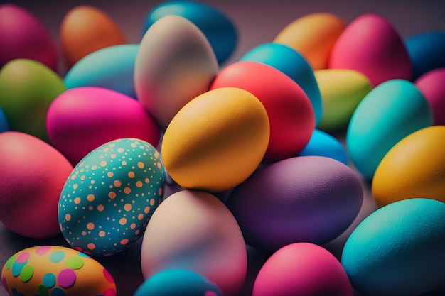Conceptos de celebración de vacaciones nacionales de fondo de huevos de Pascua coloridos dulces