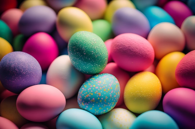 Conceptos de celebración de vacaciones nacionales de fondo de huevos de Pascua coloridos dulces