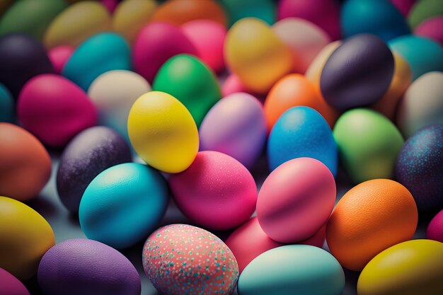 Conceptos de celebración de vacaciones nacionales de fondo de huevos de Pascua coloridos dulces