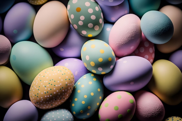 Conceptos de celebración de vacaciones nacionales de fondo de huevos de Pascua coloridos dulces