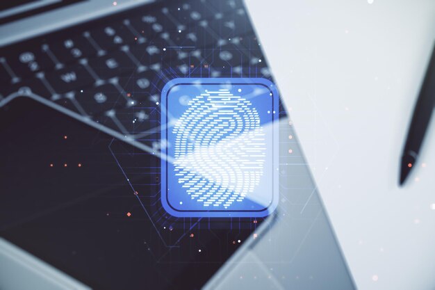 Conceptos de datos de exploración de huellas dactilares de fondo gráfico abstracto en computadoras modernas