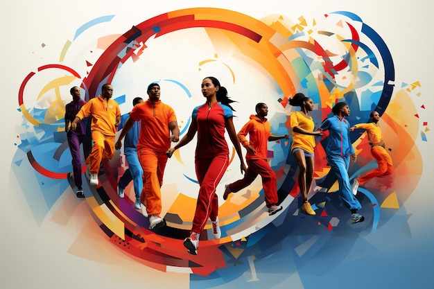 Foto conceptos de los juegos olímpicos colores diversidad de atletas