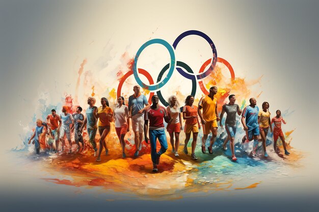 Conceptos de los Juegos Olímpicos colores diversidad de atletas