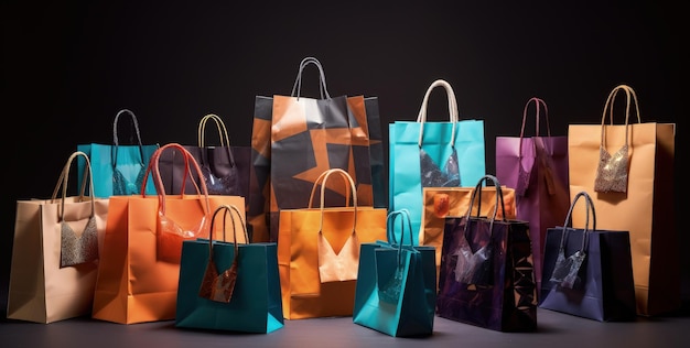 Conceptos de ventas y tiendas de bolsas de compras coloridas IA generativa