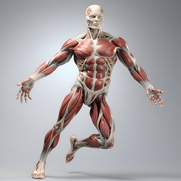 Foto conceptual 3d homem humano anatomia dor articular corpo em fundo cinza