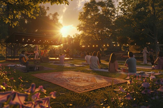 Concerto ao ar livre no parque no Dia das Mães