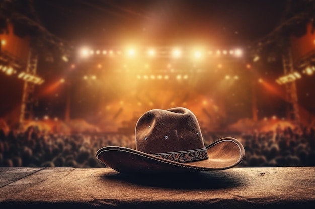 Concerto ao vivo ou rodeio com vibrações de festival de música country com trajes de cowboy