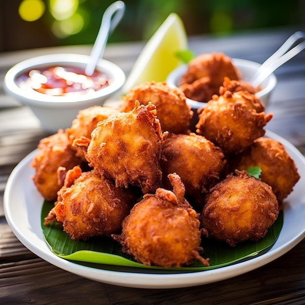 Foto conch fritters bahamianinspired deepfried conch meat balls