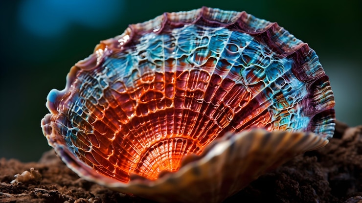 Foto una concha de colores con la palabra "mar" en ella
