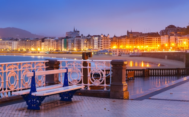 Foto la concha creek en otoño puesta de sol en donostia