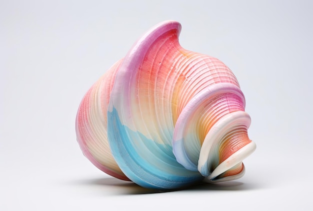 una concha de mar aislada sobre un fondo blanco al estilo de Julio Shimamoto