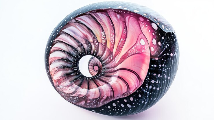 Foto una concha de mar colorida con las palabras "el océano" en la parte inferior