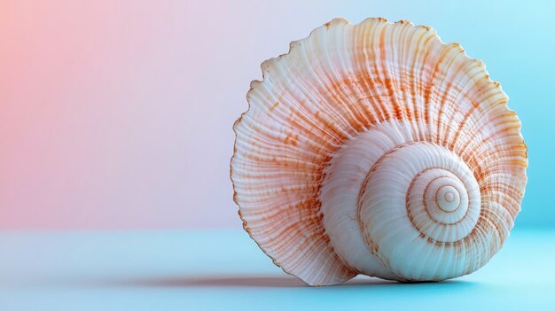 Concha de mar en espiral en un fondo de gradiente suave