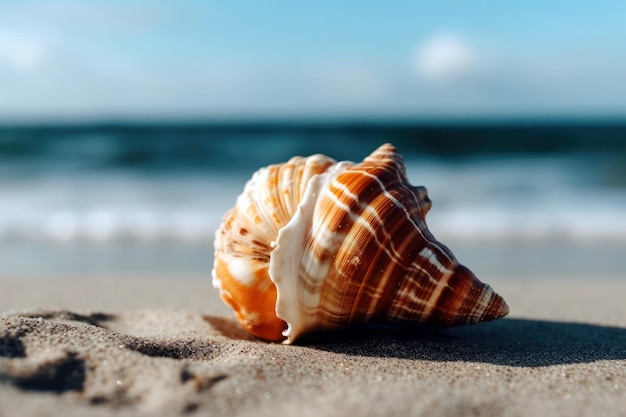 Una concha de mar en la playa