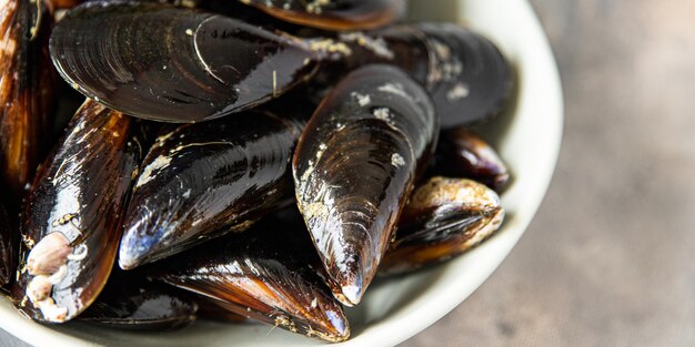 concha de mejillones mariscos comida comida bocadillo en la mesa espacio de copia fondo de alimentos