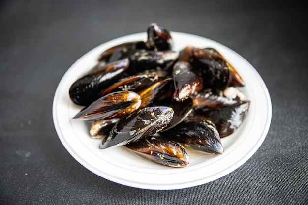 concha de mejillones mariscos comida comida bocadillo en la mesa espacio de copia fondo de alimentos