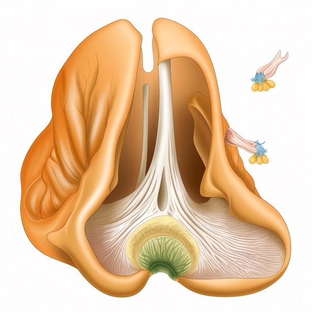 Concha nasal de dibujos animados con receptores olfativos