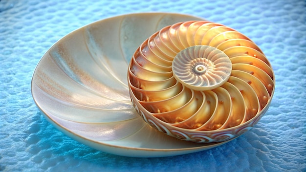 Concha de Nautilus Concha de nautilus dividida que muestra la cámara interna de flotación
