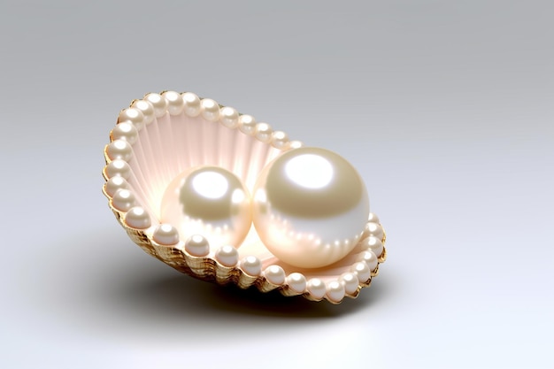 Foto una concha de perla con una cabeza de perla y la perla en ella