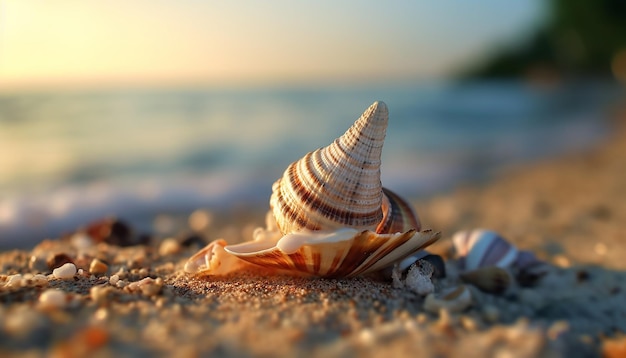 Una concha en la playa es una concha del mar.