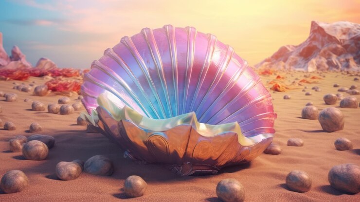 Foto conchas de colores en la arena