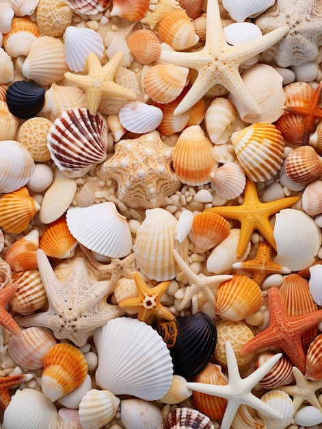 conchas de mar en una playa