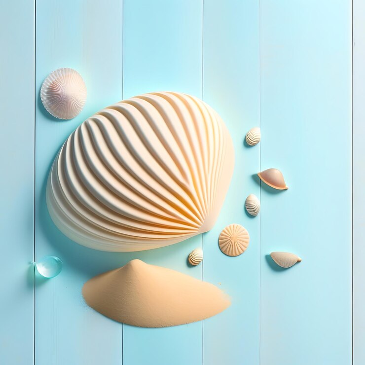 Foto conchas marinas y arena sobre fondo de madera clara concepto de verano vista superior plana espacio de copia