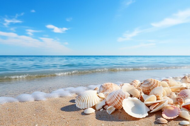 Conchas marinas en una escapada a una playa soleada