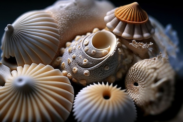 conchas marinas de la fotografía macro de la playa