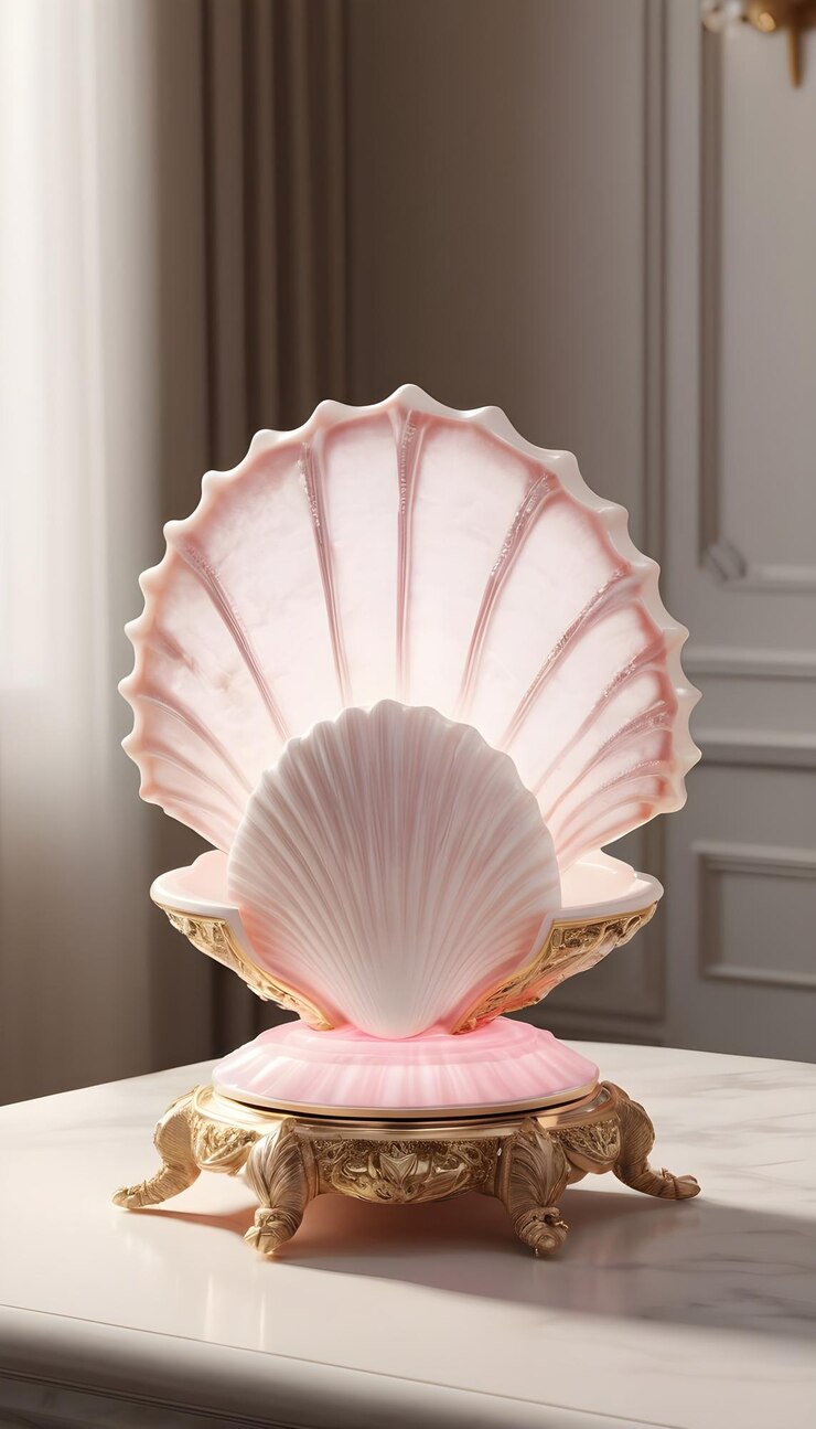 Foto conchas marinhas cor-de-rosa decoradas