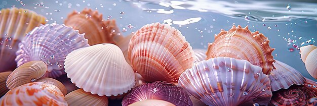 Conchas marinhas na praia Verão tropical Coleção de beleza do oceano Natureza e viagens