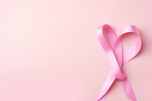 Concienciación sobre el cáncer de mama cinta rosa fondo rosa para el espacio de copia