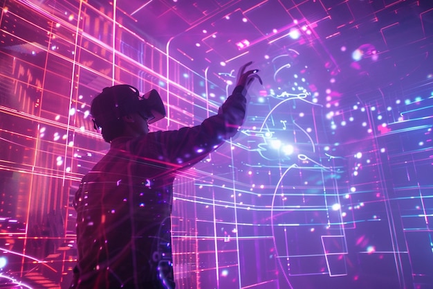 Concierto de música futurista con imágenes holográficas