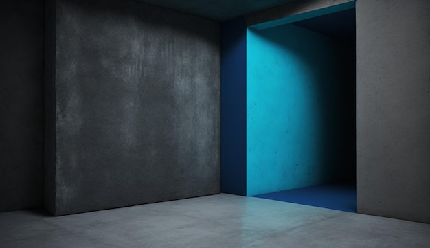 Concreate escuro e azul e parede de cimento para apresentar o produto e o fundo