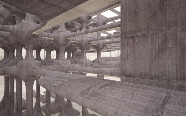 Concreto abstrato escuro vazio interior liso Fundo arquitetônico ilustração 3D e renderização
