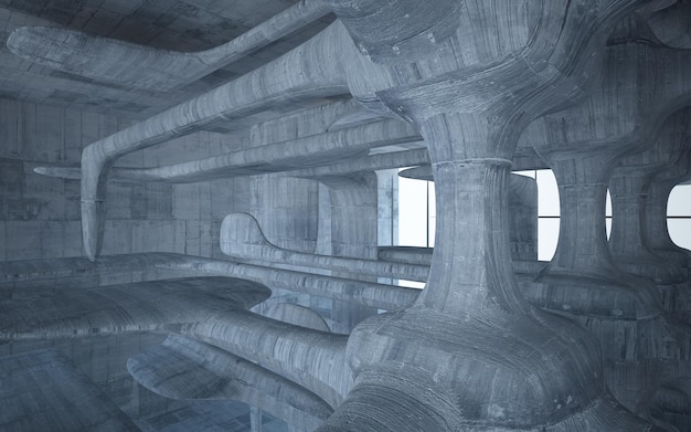 Concreto abstrato escuro vazio interior liso Fundo arquitetônico ilustração 3D e renderização