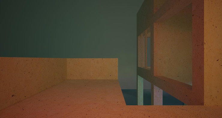 Foto concreto arquitectónico abstracto y interior blanco de una casa minimalista con neón de gradiente de color