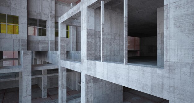 Foto concreto arquitetônico abstrato e interior de metal enferrujado de uma casa minimalista